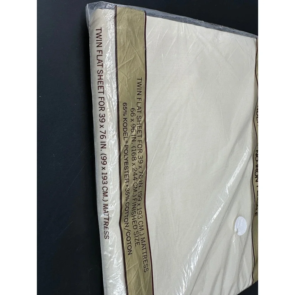 Vintage‎ Springmaid Wondercale No-Iron Percale NOS Sealed Cream twin flat sheet